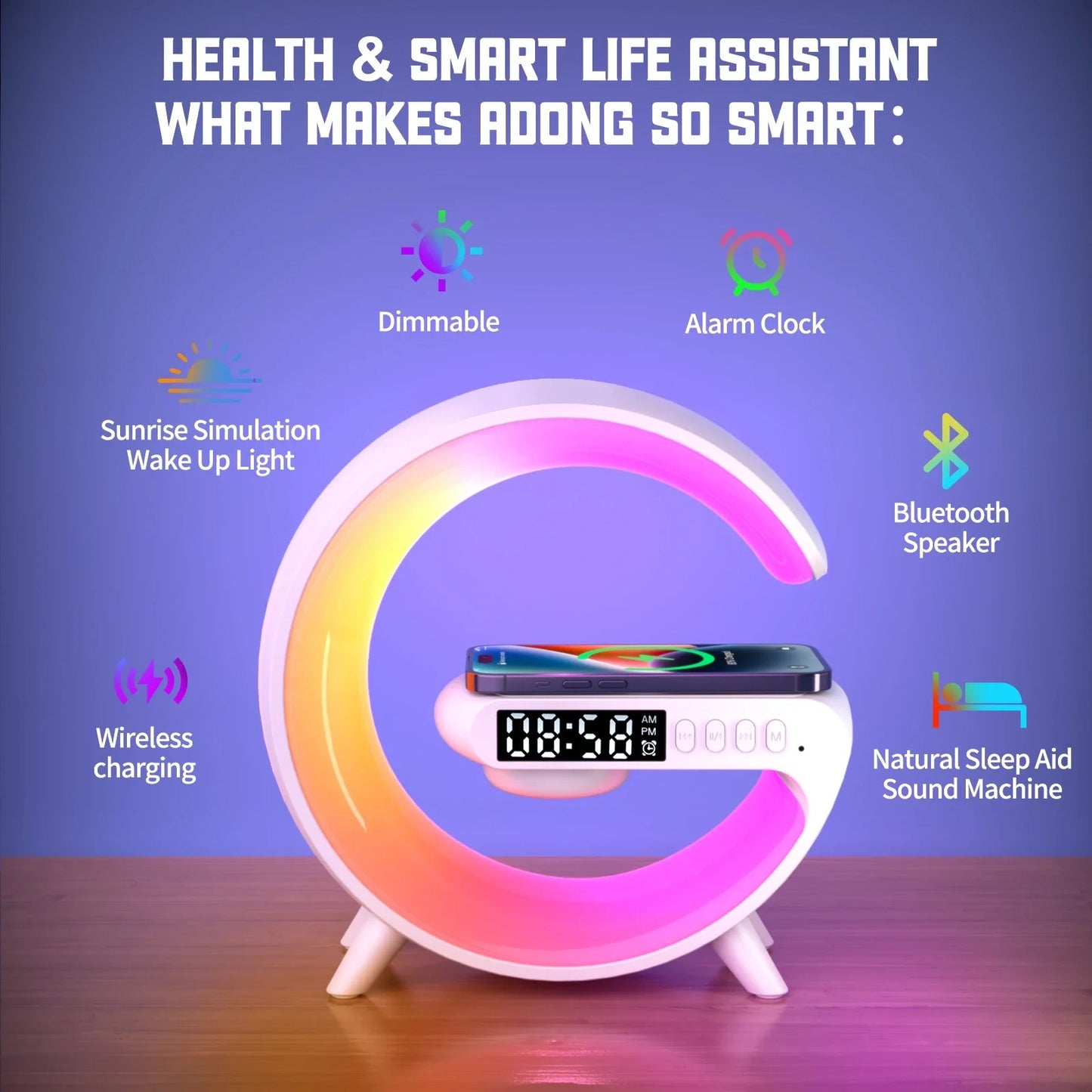 Smart LED Wirelss Charging Alarm Clock